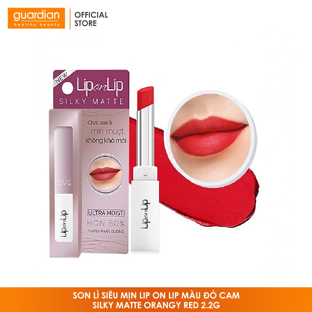 Son Lì Siêu Mịn Lip On Lip Màu Đỏ Cam Silky Matte Orangy Red 2.2g