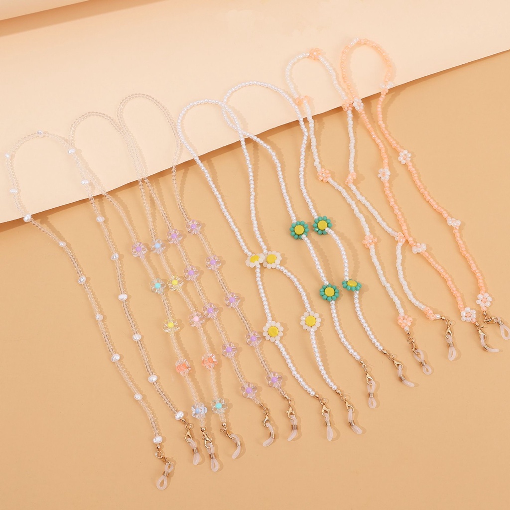 Dây đeo mắt kính chống thất lạc đính hạt hoa xinh xắn MIHAN1