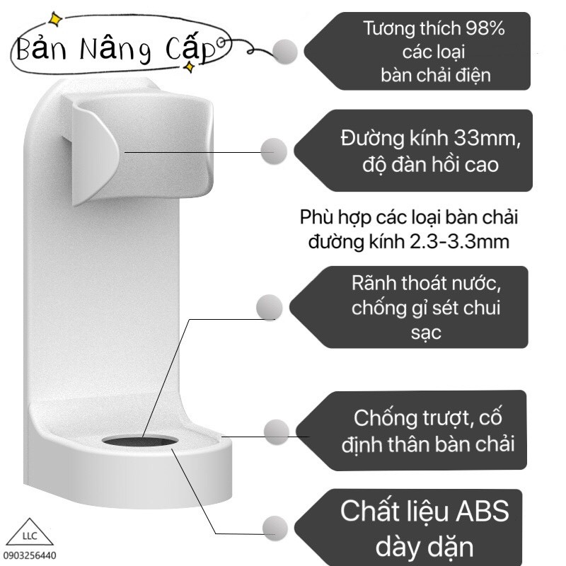 Kệ đỡ bàn chải đánh răng điện gắn tường không để lại dấu vết, giá treo thiết kế sáng tạo cao cấp tiết kiệm không gian