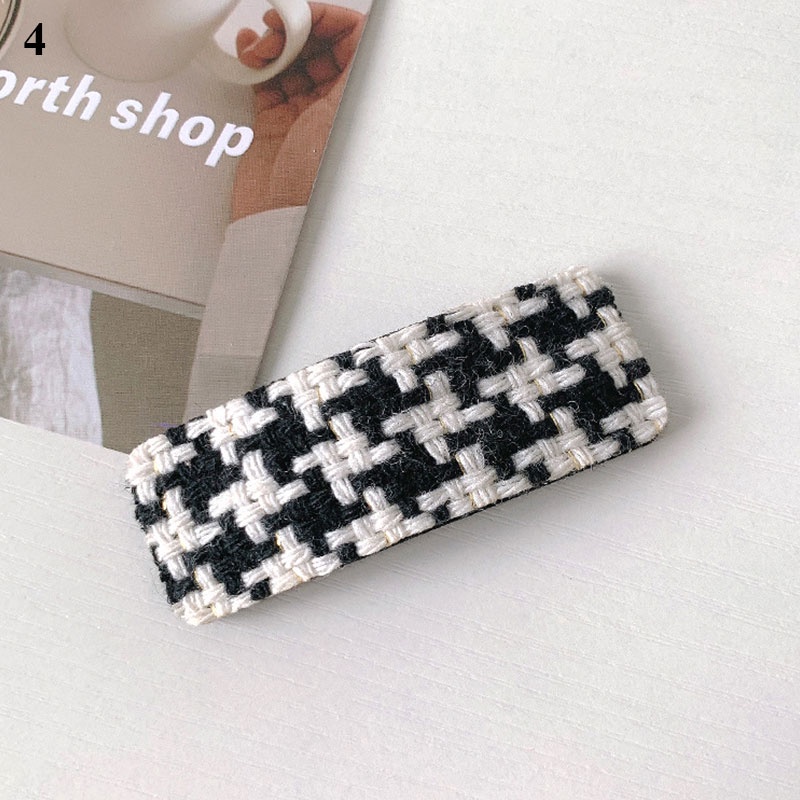 Kẹp tóc BB kẻ sọc caro phong cách Hàn Quốc cổ điển thời trang cao cấp cho nữ