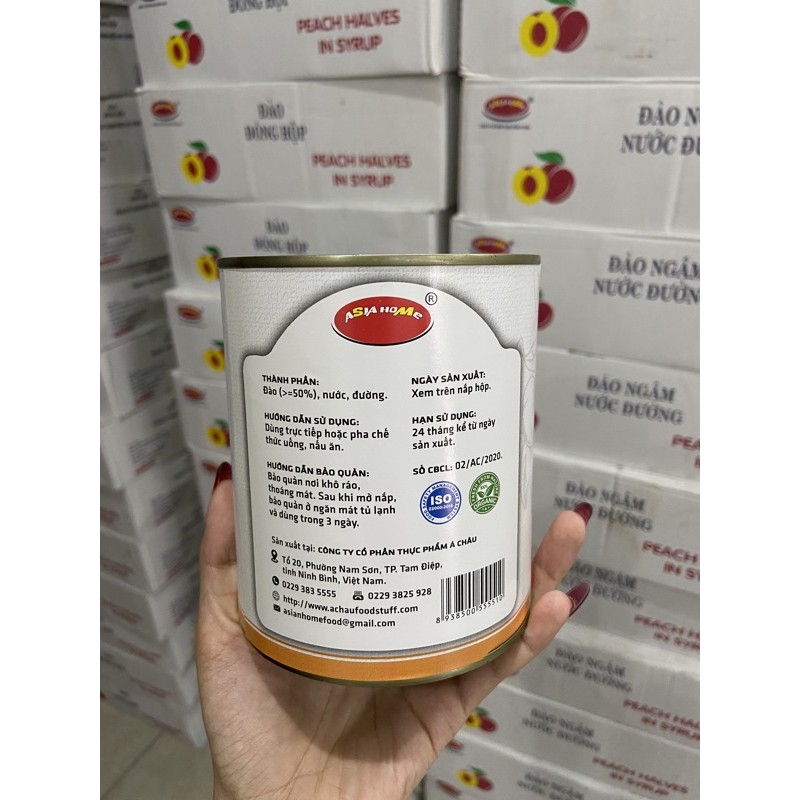 Đào ngâm nước đường Cát Long lon to 830 gr