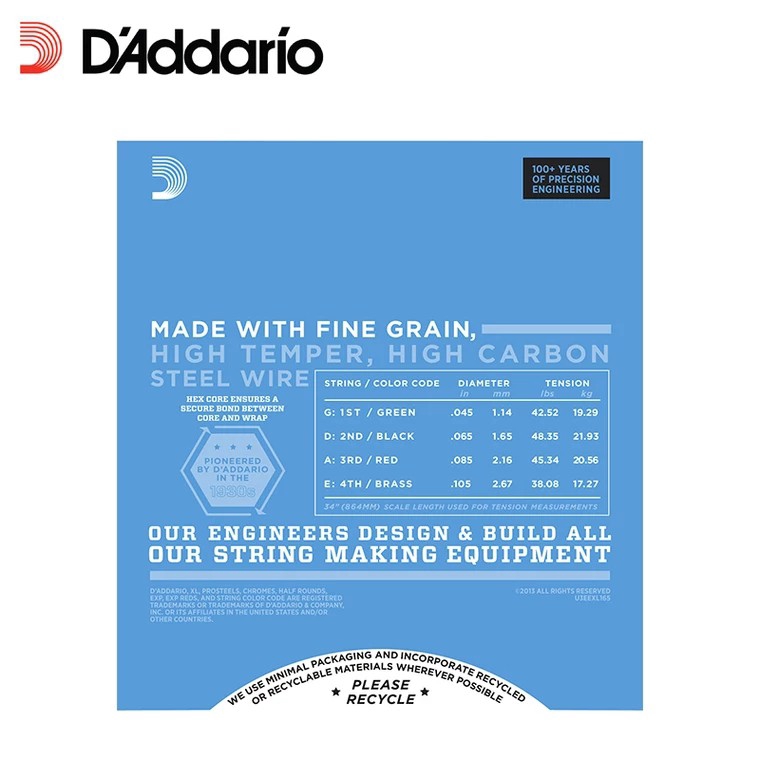 Bộ dây đàn D'Addario EXL170 165 cho đàn bass điện 4 dây