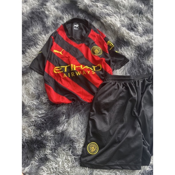 Set bộ quần áo bóng đá mc manchestercity away sân khách vải gai mịn mùa giải 2022 2023