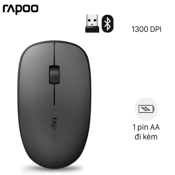 Chuột Không dây Bluetooth Rapoo T200 Đen Silent xám Likenew