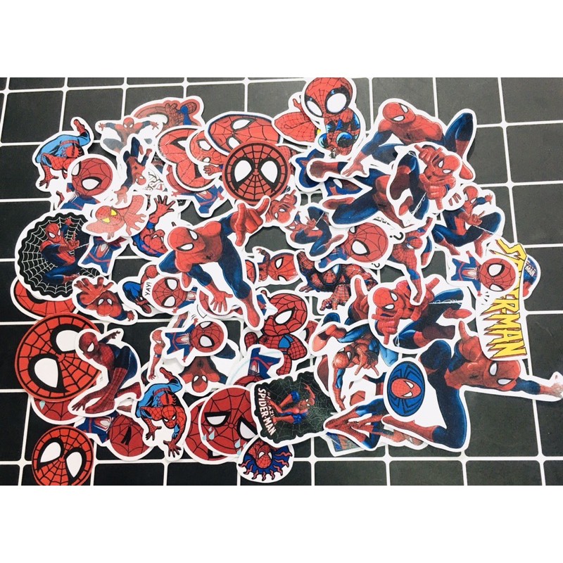 Sticker người nhện 30 cái ép lụa khác nhau có bóc dán