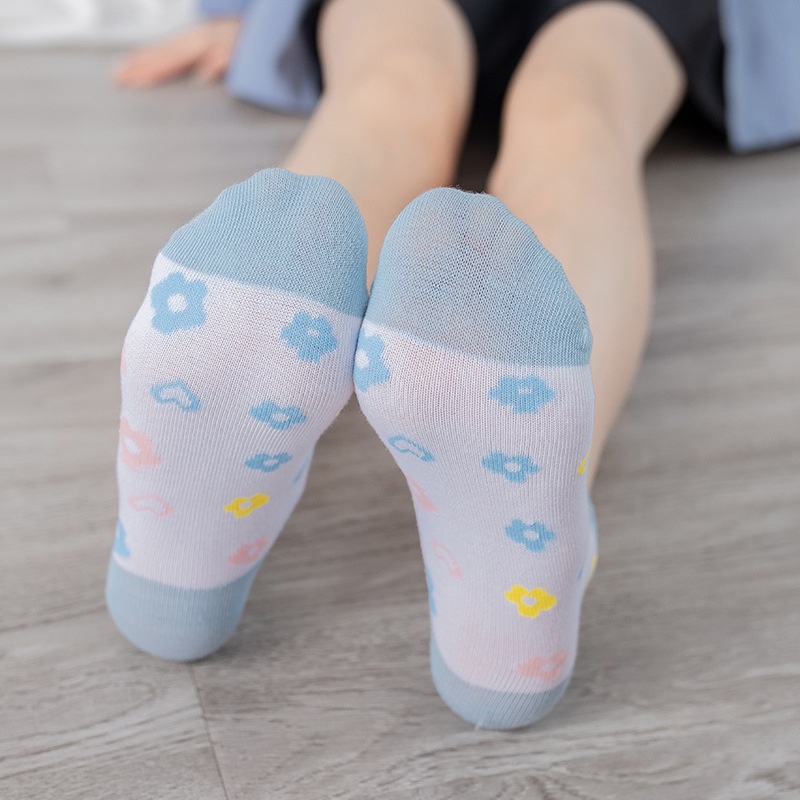 Tất Nữ Cổ Ngắn Phong Cách Hàn Quốc Họa Tiết Dễ Thương, Cute, Đáng Yêu Dễ Phối Đồ Họa Tiết Hoa Cúc