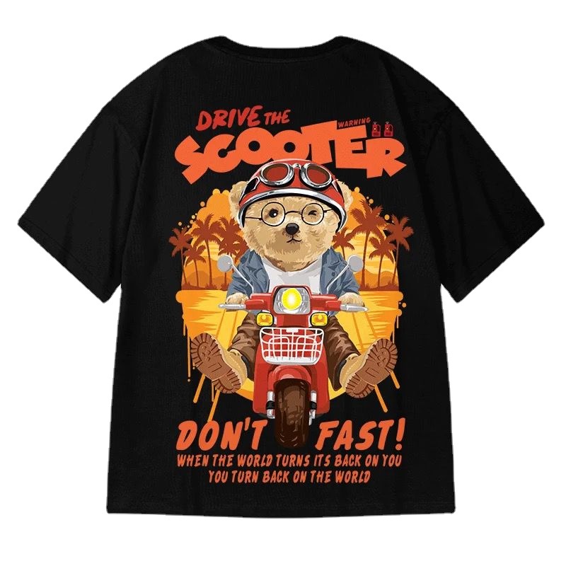 Áo Thun Tay Ngắn Dáng Rộng In Họa Tiết Gấu Hoạt Hình Thời Trang Mùa Hè Cho Nam Và Nữ Size M-8XL