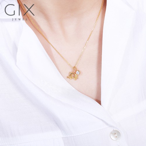 Mặt dây chuyền bạc hình con voi khoét trái tim tinh xảo Gix Jewel MDC06