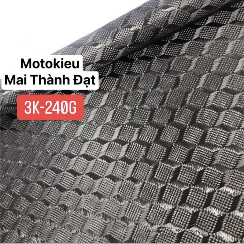 Vải Carbon Fiber Black Twill/Honeycomb 3k240g ( Khổ 100cm x 100cm ) 1m2