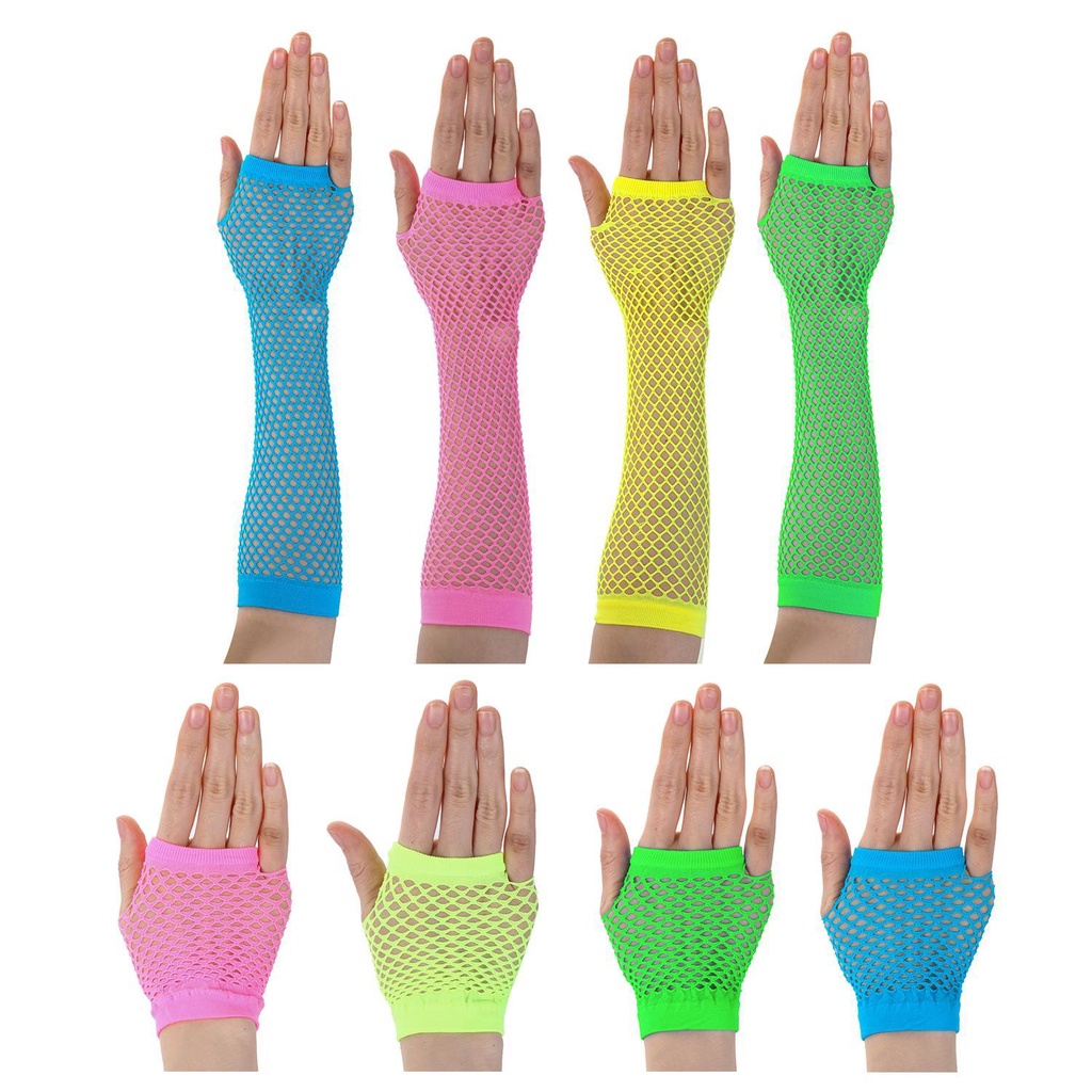 Găng Tay Lưới Hở Ngón Bằng Nylon Màu Sắc Xanh Dương Dùng Khi Nhảy Múa