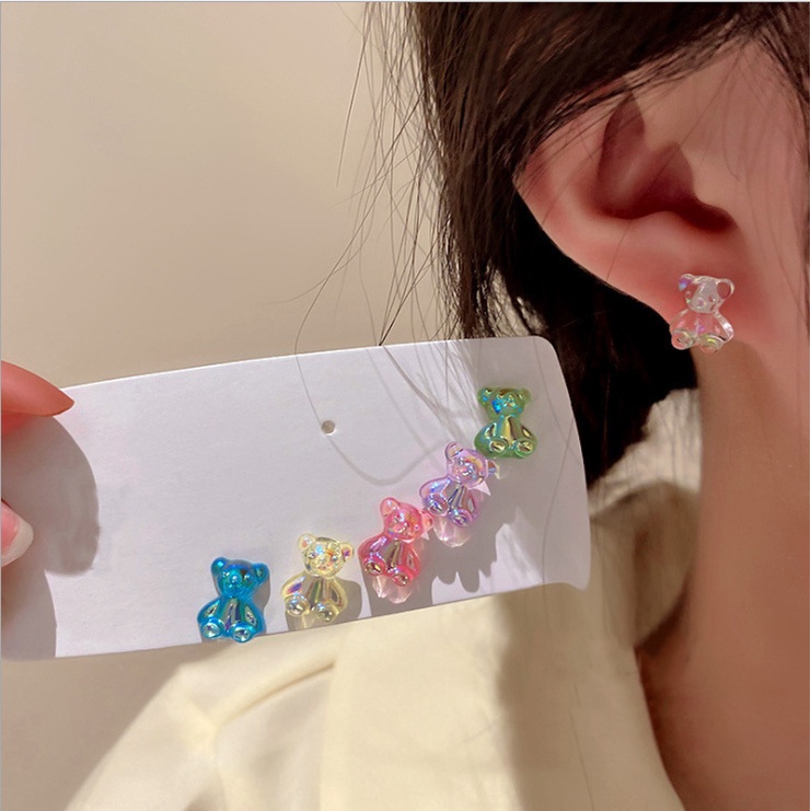 1 đôi bông tai hình gấu mini đơn giản thời trang cho nữ
