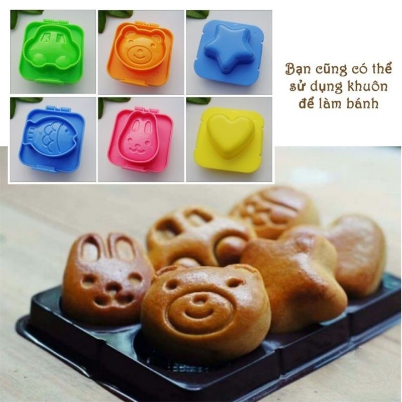 Khuôn ép cơm tạo hình thú (set 6 khuôn)