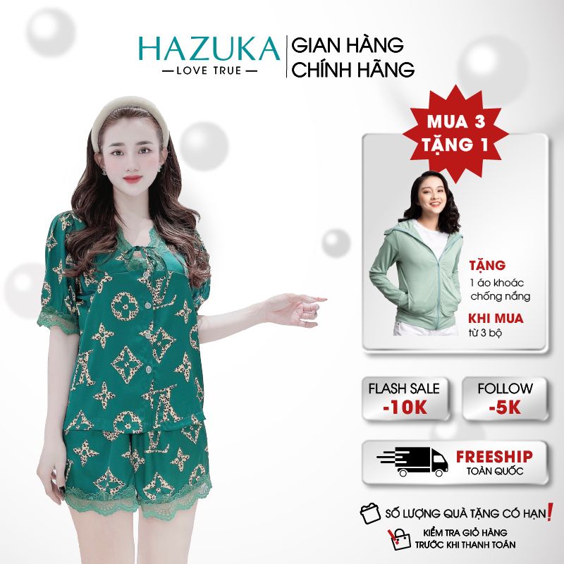 Đồ bộ mặc nhà nữ dễ thương chất lụa tơ Quảng Châu cao cấp mát mịn không nhăn rút, shop Hazuka love true