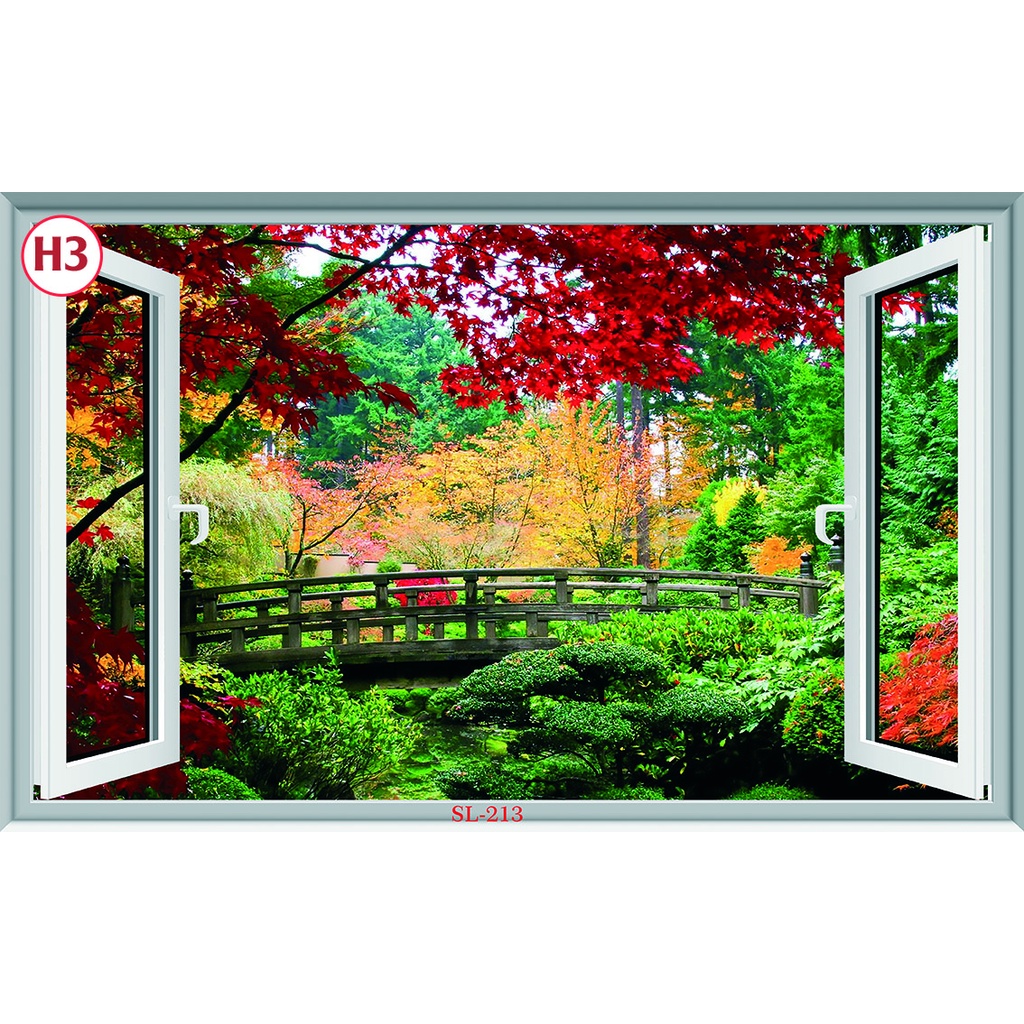 Tranh Dán Tường 3D Cửa Sổ Nhiều Mẫu Đẹp - Có In Theo Yêu Cầu- Tranh 3d Trang trí nhà cửa -Xưởng Tranh 3D