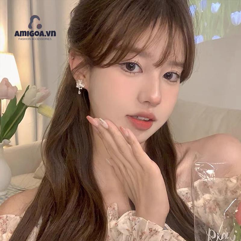 ✨✨ Bông Tai Hình Hoa Đính Ngọc Trai Cao Cấp Phong Cách Pháp Cổ Điển Dành Cho Nữ