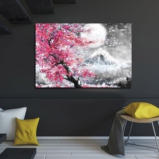 Tranh vải canvas treo tường trang trí phòng khách hình hoa anh đào núi lvit - ảnh sản phẩm 3
