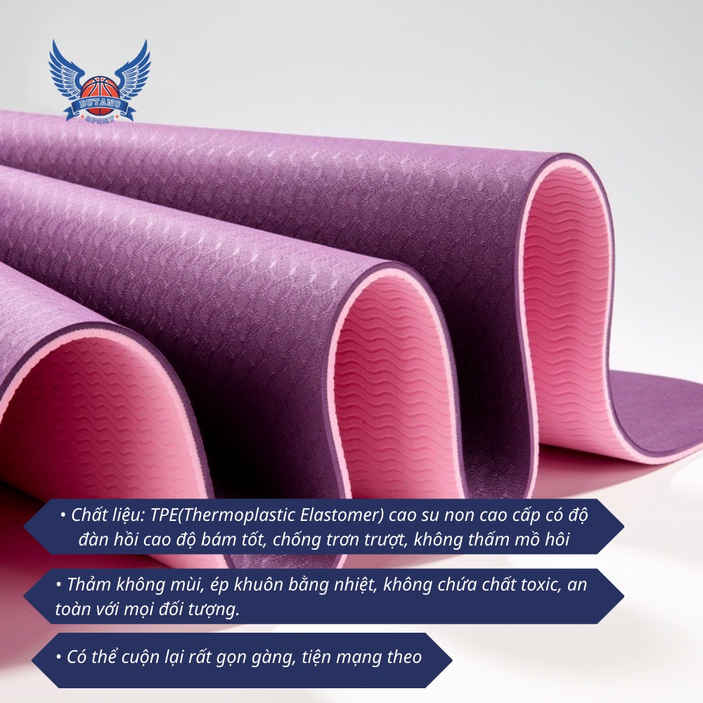Thảm Tập Yoga TPE Dầy 6mm 2 Lớp Cao Cấp Chống Trơn Trượt