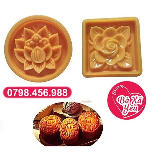 Bộ 2 khuôn làm bánh trung thu , ép xôi 3D - BX2160