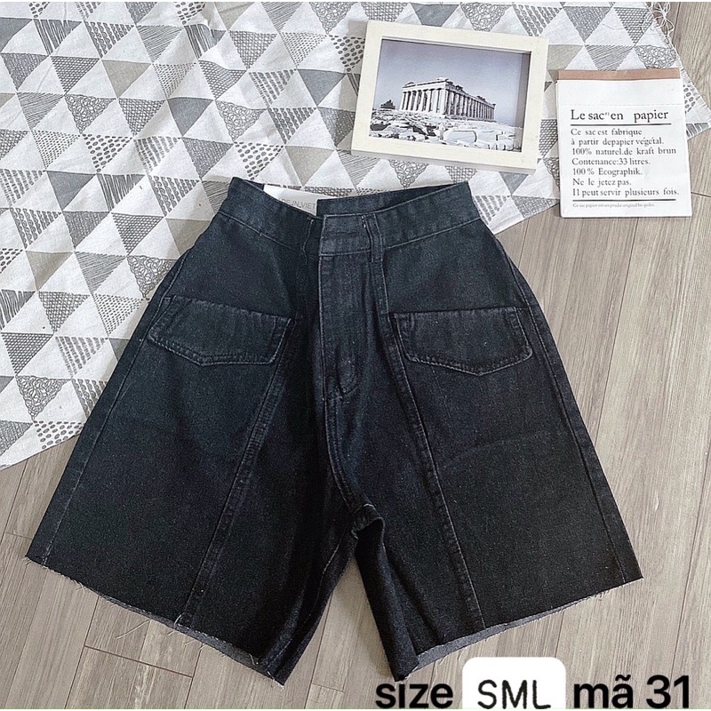 Quần Short Ngố Jean Nữ Lưng Cao Túi Kiểu Size SML Hàng VNXK Ms31