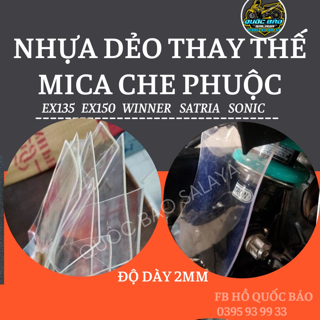 Nhựa Dẻo Chắn Bùn Dày 2mm Thay Thế Mica Che Phuộc Sau Ex135 Ex150 Winner