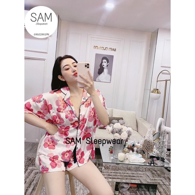 Đồ Bộ Nữ Pijama freesize dưới 73kg - quần ngắn tay ngắn cánh dơi lụa satin cao cấp