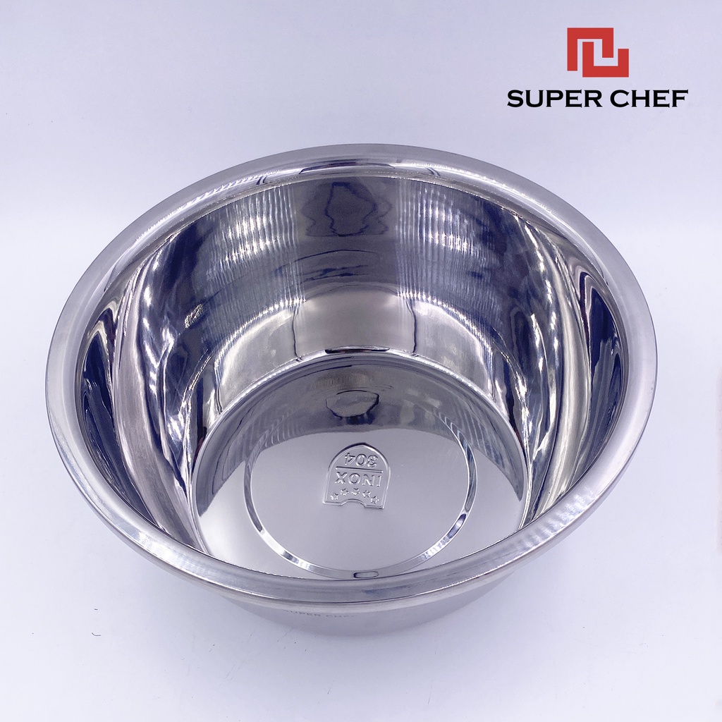 Bộ Thau Rổ Inox 304 Super Chef Dày, Sáng Bóng Siêu Bền Bỉ
