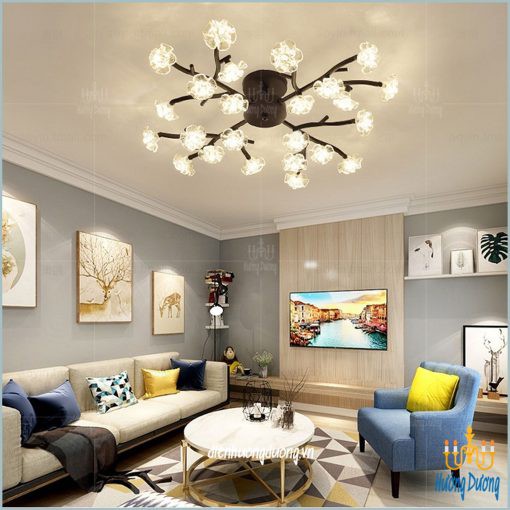 Đèn Chùm Ốp Trần Bông Hoa Thân Đen THCN152