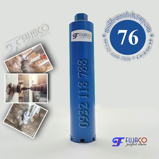 Mũi khoan rút lõi bê tông phi 76 mm - FUJACO mũi khoét lỗ tròn mịn xuyên tường gạch bê tông cốt thép