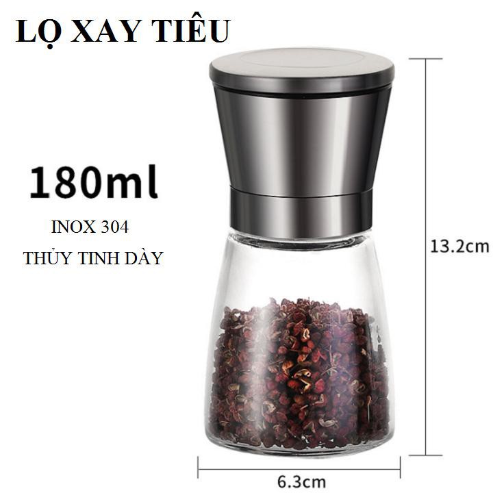 Cối Xay Muối Và Hạt Tiêu Bằng Thép Không Gỉ Cao Cấp -Máy Xay Thảo Mộc, Gia Vị Thủ Công