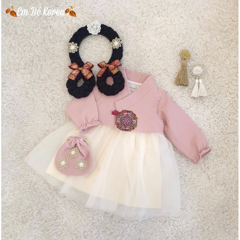 BỘ HANBOK HỒNG CHO BÉ GÁI- ÁO+VÁY