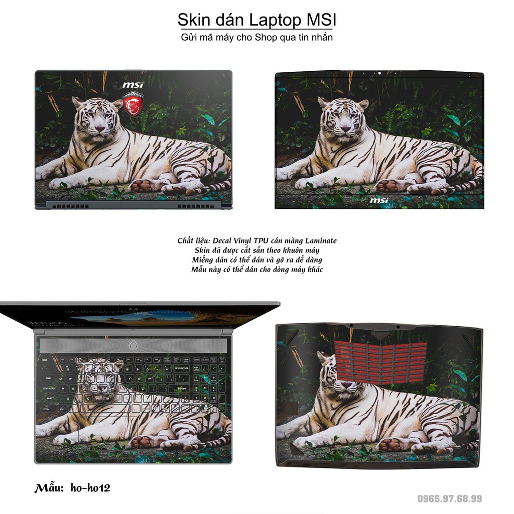 Skin dán Laptop MSI in hình Con hổ (inbox mã máy cho Shop)