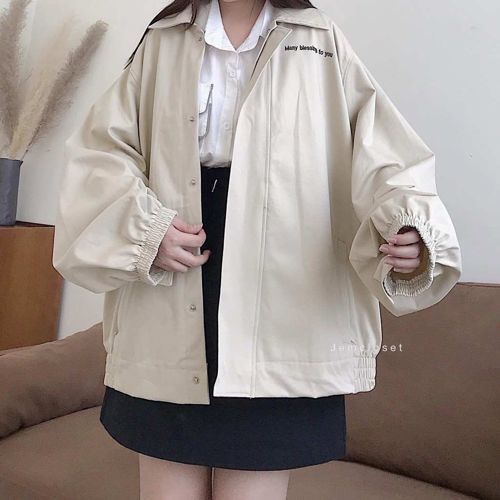 Áo Khoác KaKi Dài Tay Cúc Bấm Phong Cách Ulzzang Hàn Quốc Form Rộng Thỏa Mái Tulip - 1662 ( Jem Closet )