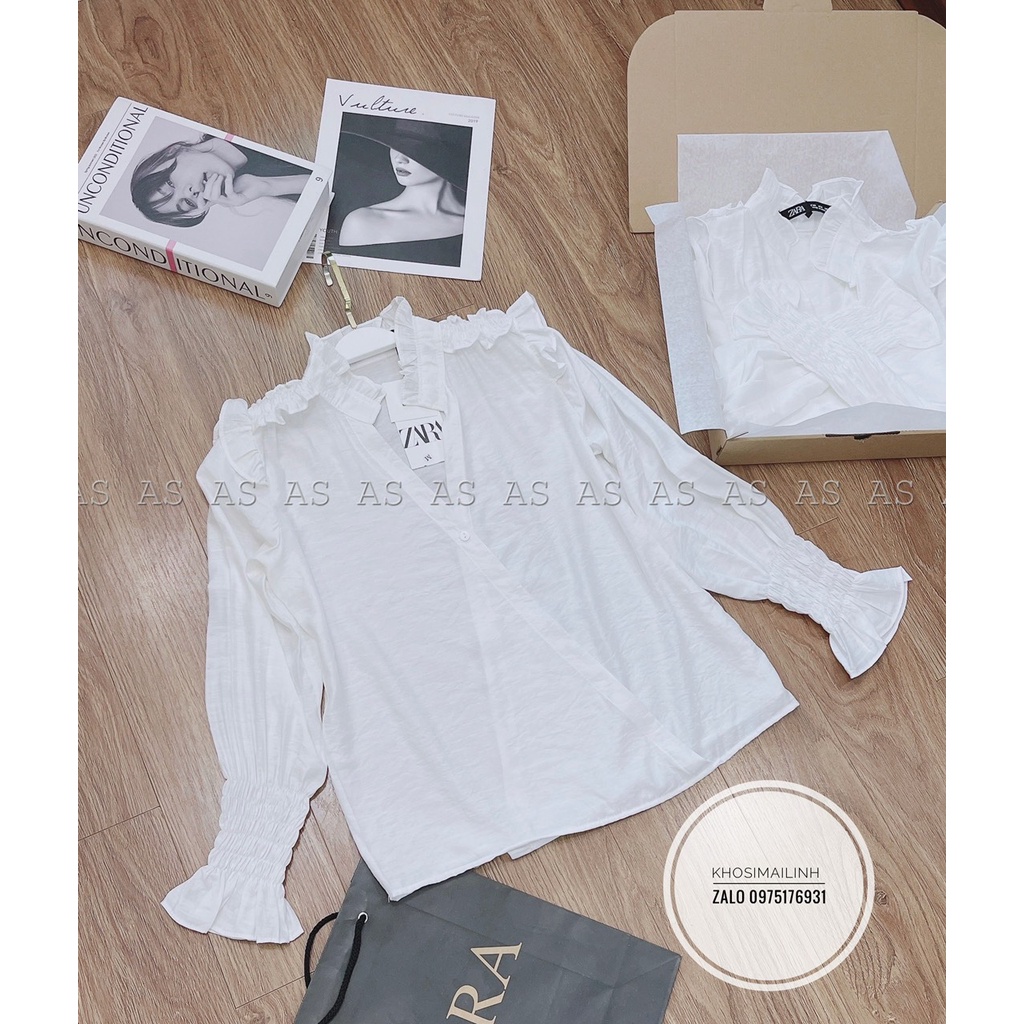 ✨SƠ MI TRẮNG✨Áo sơ mi trắng  tay chun cổ bèo