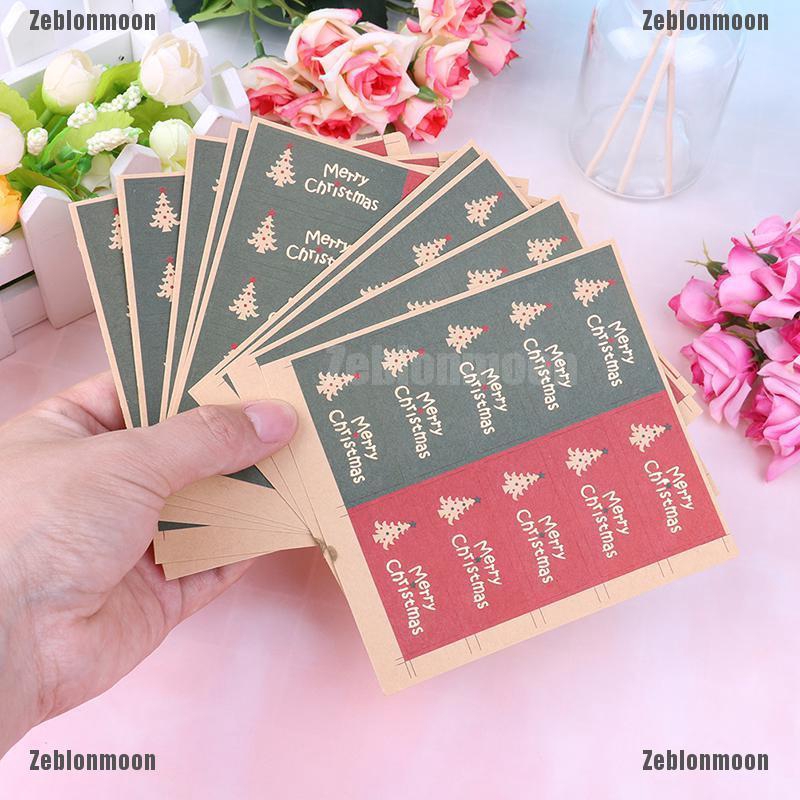 Bộ 100 miếng dán trang trí túi bánh chữ Merry Christmas