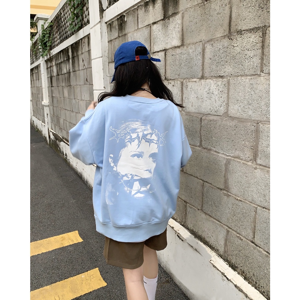 Áo nỉ tay dài BLVCK Portrait artwork v2 - Màu xanh