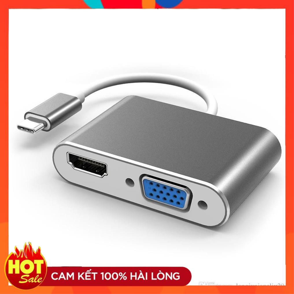 [Chính Hãng] Bộ chia bộ chuyển USB 3.1 USB C Type C sang HDMI và VGA ( HDMI + VGA )