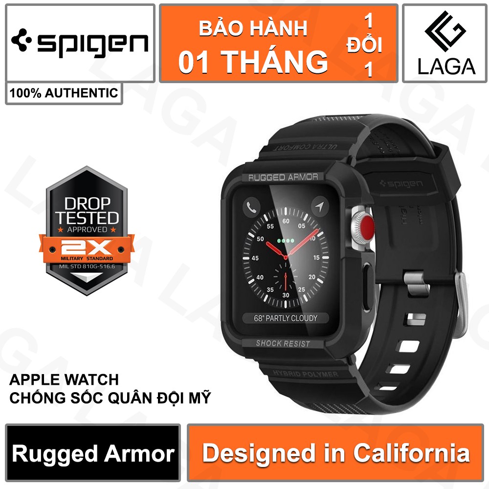 [Mã 159ELSALE hoàn 7% đơn 300K] Ốp Lưng Apple Watch 40mm / 44mm Spigen Rugged Armor Pro Series SE / 6 / 5 / 4 [có dây]