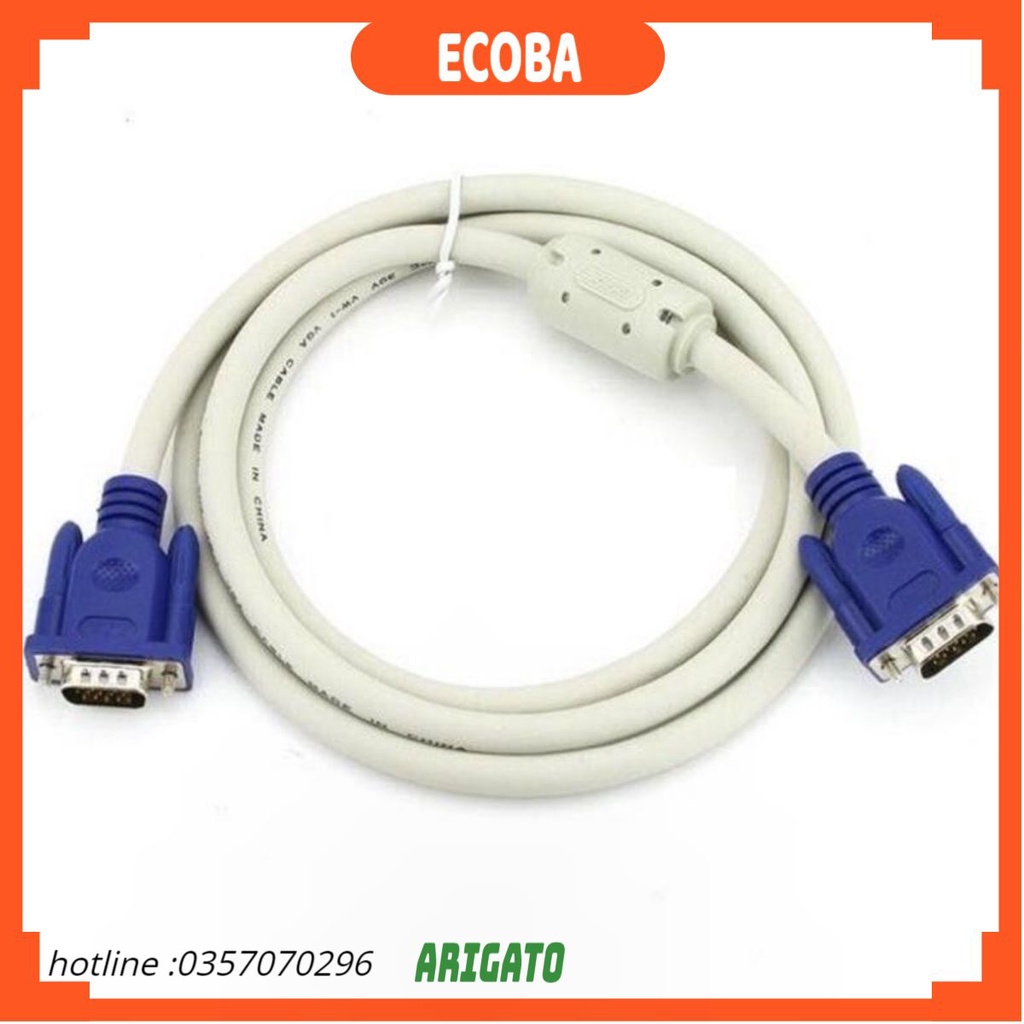 Dây cáp VGA 1.5m 3m 5m màu trắng chống nhiễu tốt ECOBA