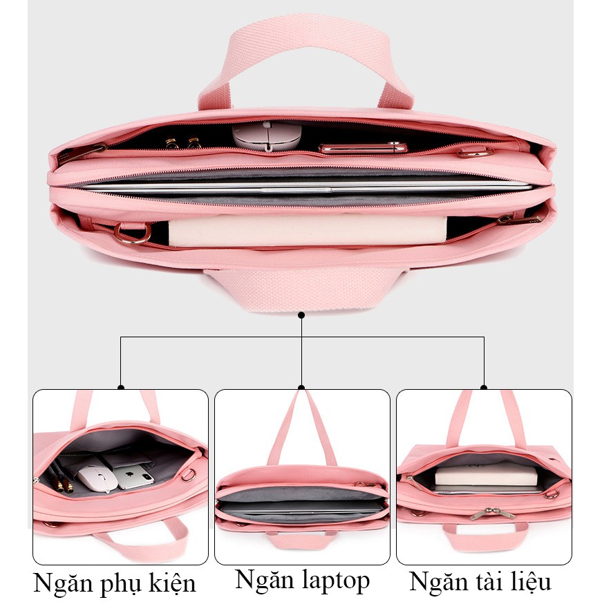 Túi đeo chéo kiêm túi bảo vệ laptop Fopati D18 màu hồng