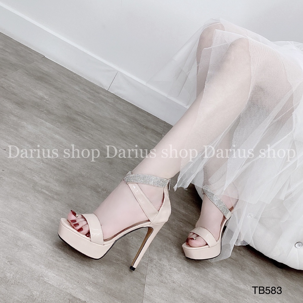 Giày SANDAL quai chéo đúp trước gót cao 12 phân - TB583