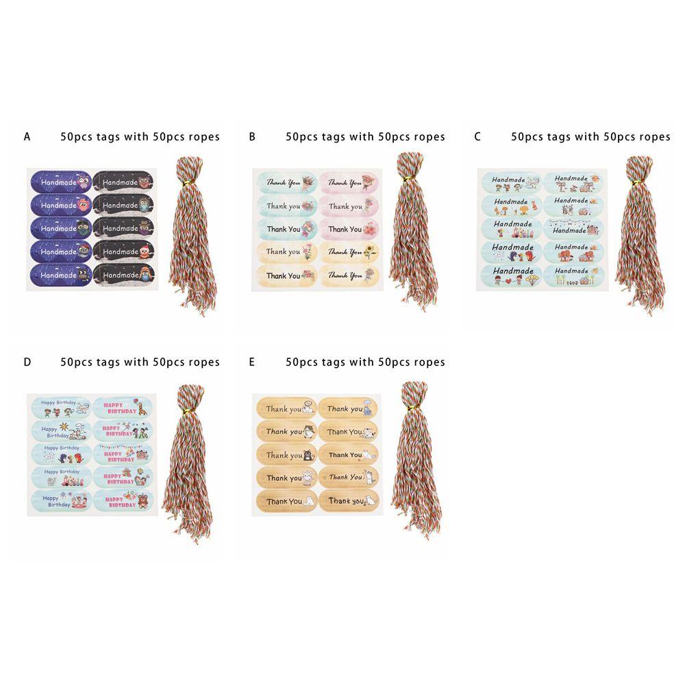 Set 50 / 100 Thẻ Giấy Kraft Treo Quà Tặng Hình Hoa / Động Vật Hoạt Hình Dễ Thương