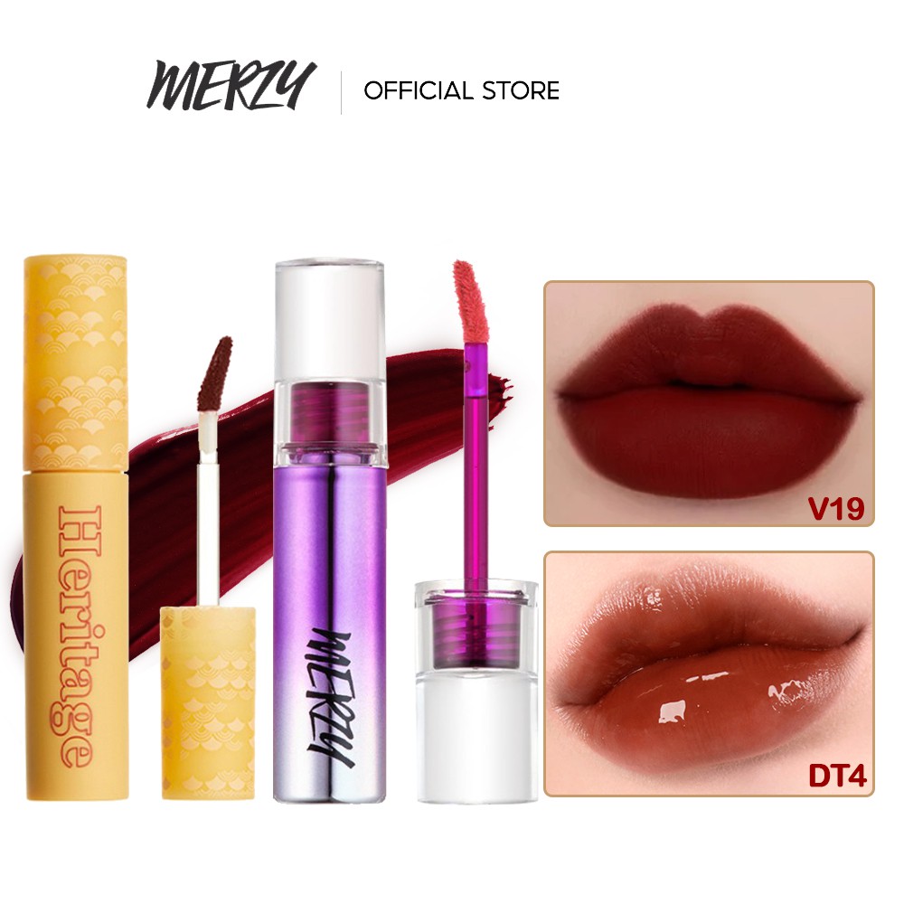 [Mã COSDEP2 giảm 8% đơn 250K] Combo son Merzy Aurora Dewy Tint 5.5g + Son Merzy The Heritage Velvet Tint 4,5g