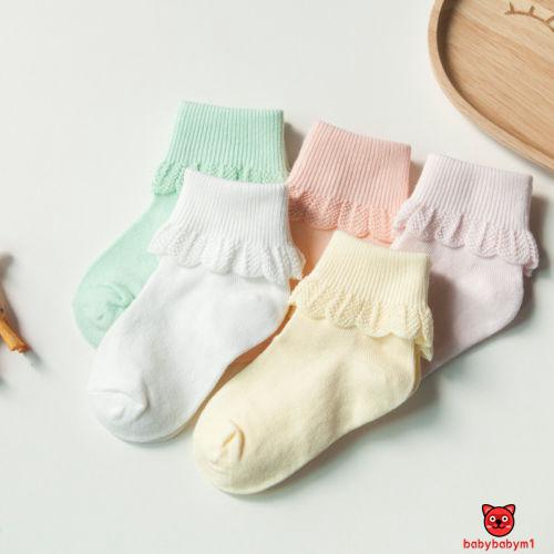 Set 5 đôi vớ cotton phối ren dễ thương dành cho bé gái