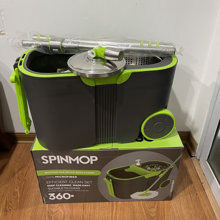 Bộ chổi lau nhà 360 độ SPINMOD cán Inox bánh xe kéo bền đẹp tiện dụng