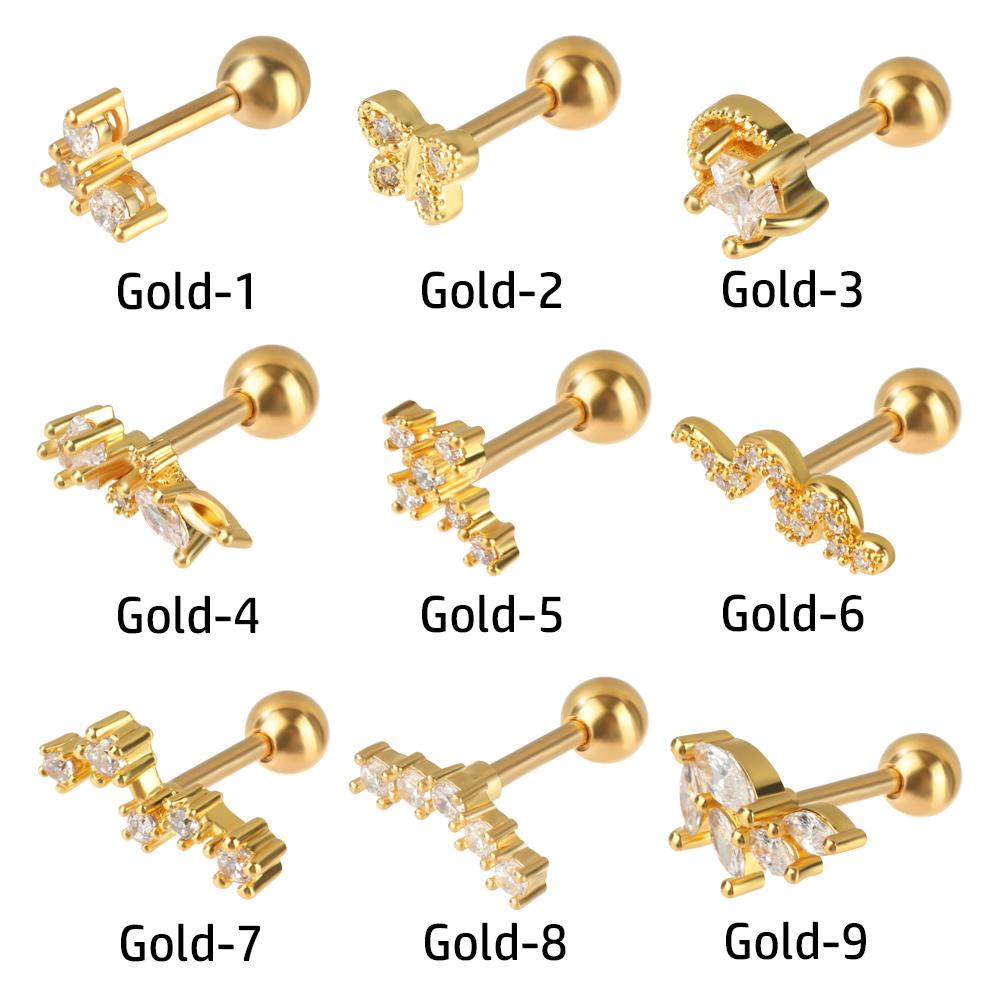 Khuyên Tai CZ CZ|Khuyên Cơ Thể Hình Vương Miện Và Hoa Nhiều Màu Sắc