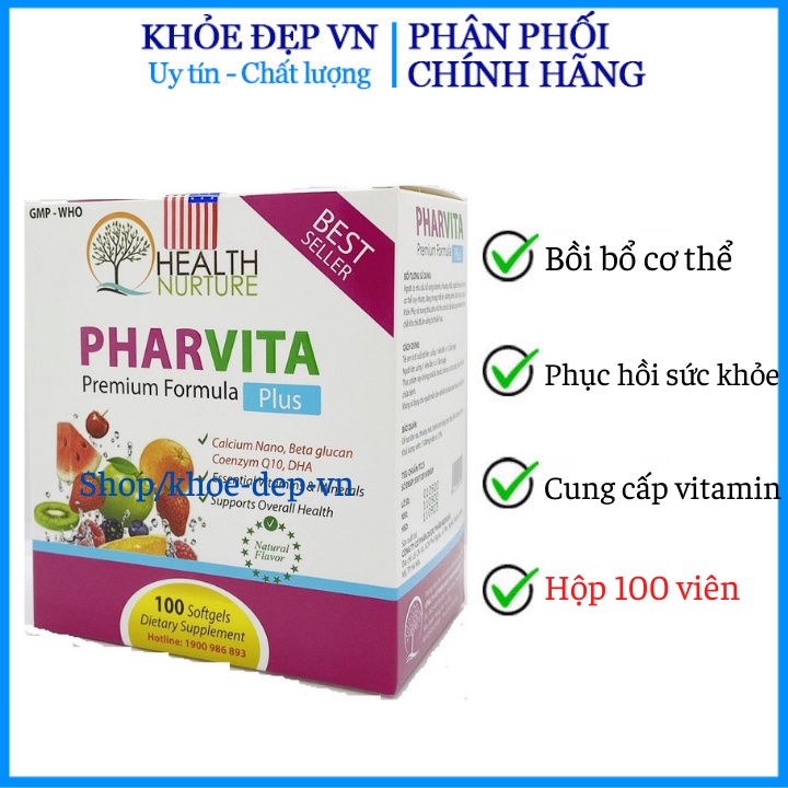 PHARVITA PLUS bổ sung Vitamin, Khoáng chất cần thiết cho cơ thể - Hộp 100 viên