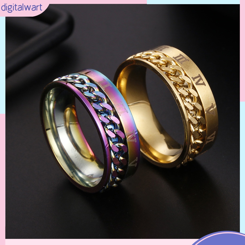 Nhẫn Thép Titan Khắc Số La Mã Thời Trang Cho Nam Và Nữ