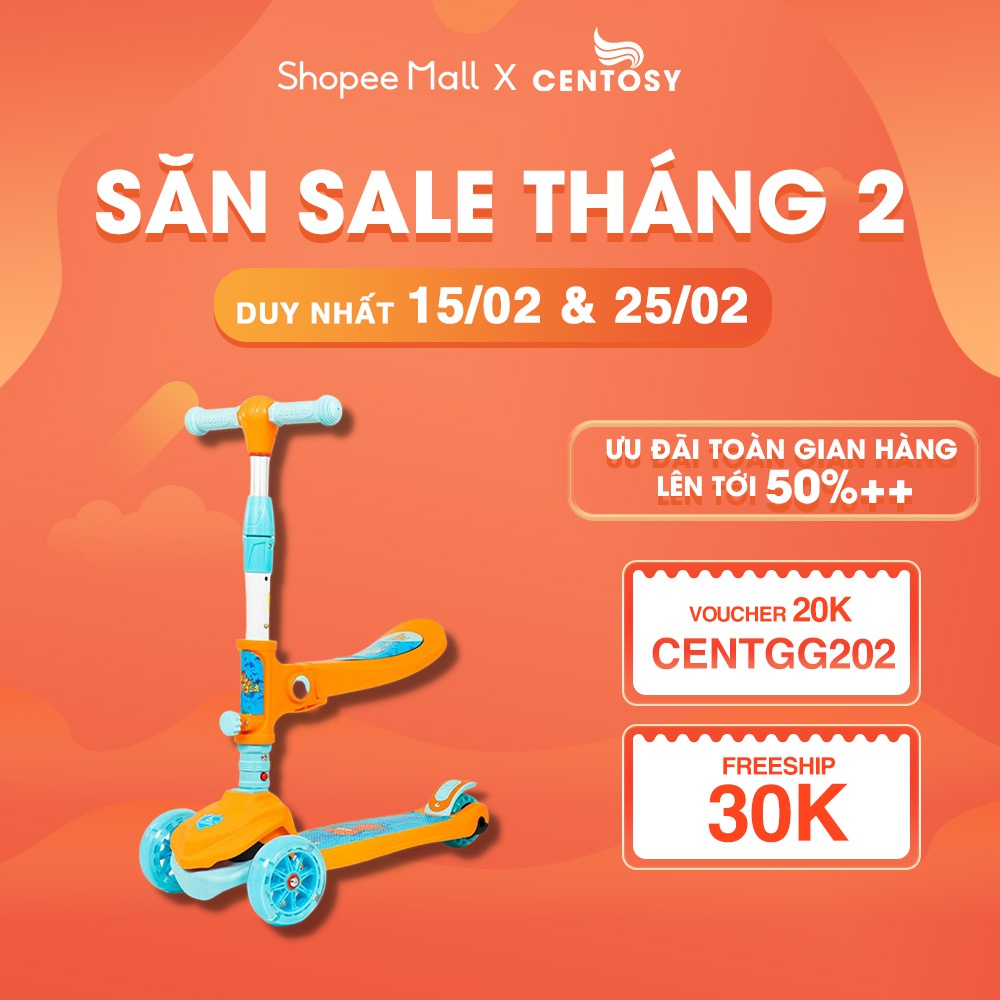 Xe Scooter Trẻ Em Cao Cấp [Centosy] B19 - In Hình Bắt Mắt, Có Đèn Nháy