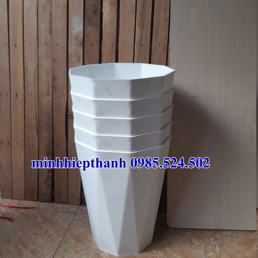 combo 5 chậu nhựa kim cương trồng cây đường kính 30cm