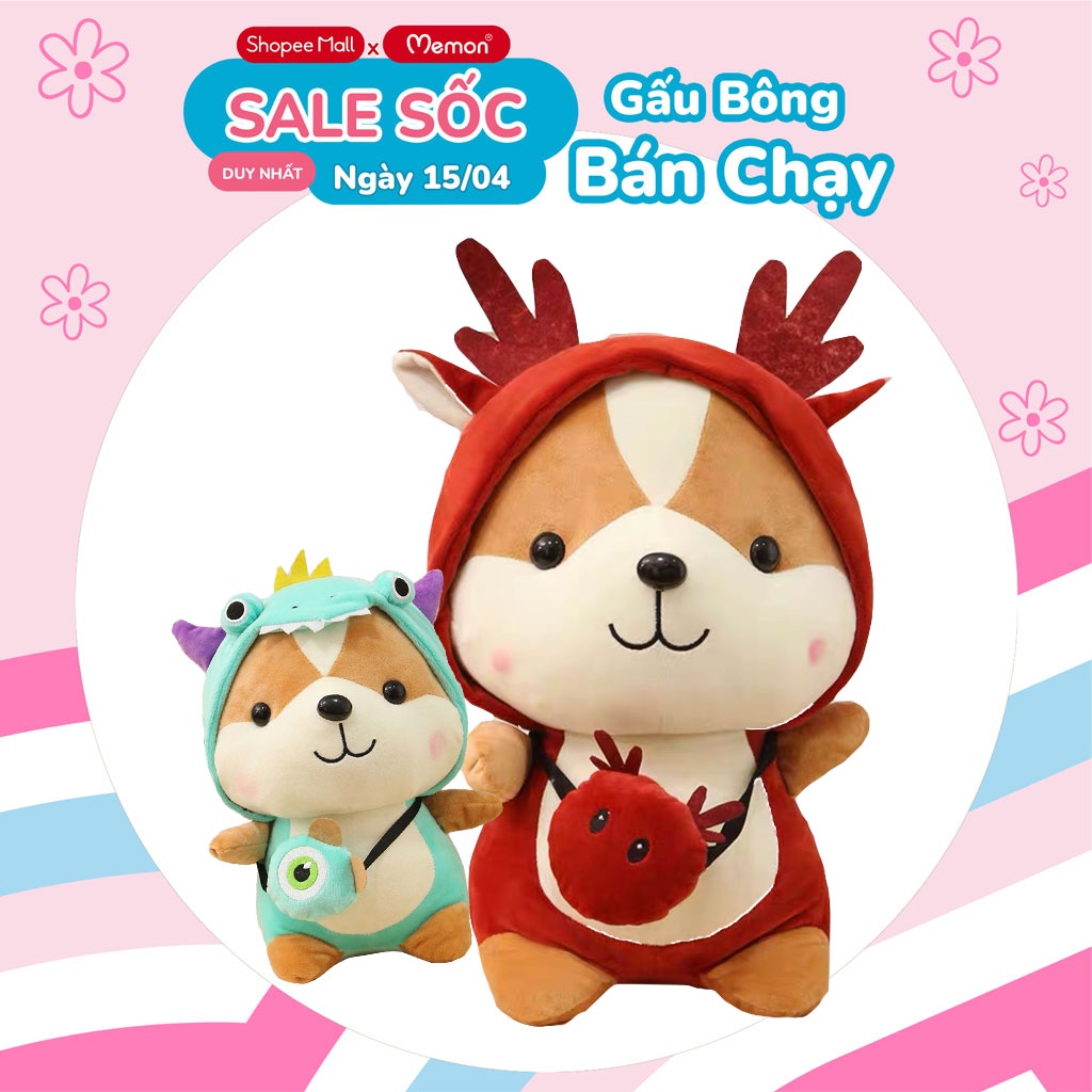 Gấu Bông Shiba Cosplay 25cm, 45cm Cao Cấp Memon